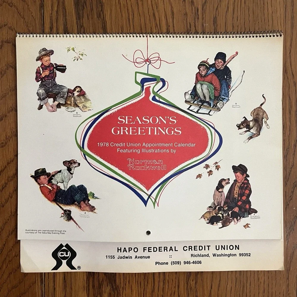 Vintage 1978 Norman Rockwell Calendar from Hapo Federal Credit Union